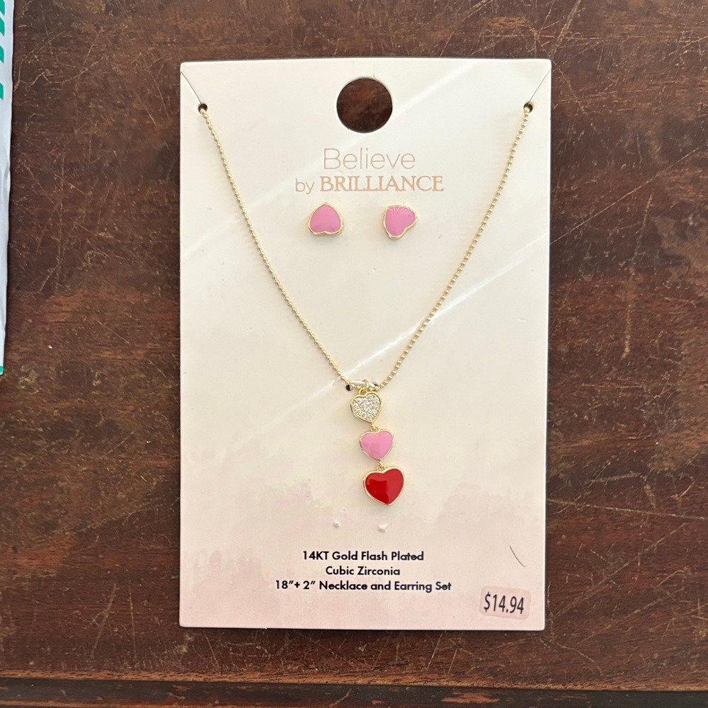 Believe by Brilliance Heart Necklace and Earring Set